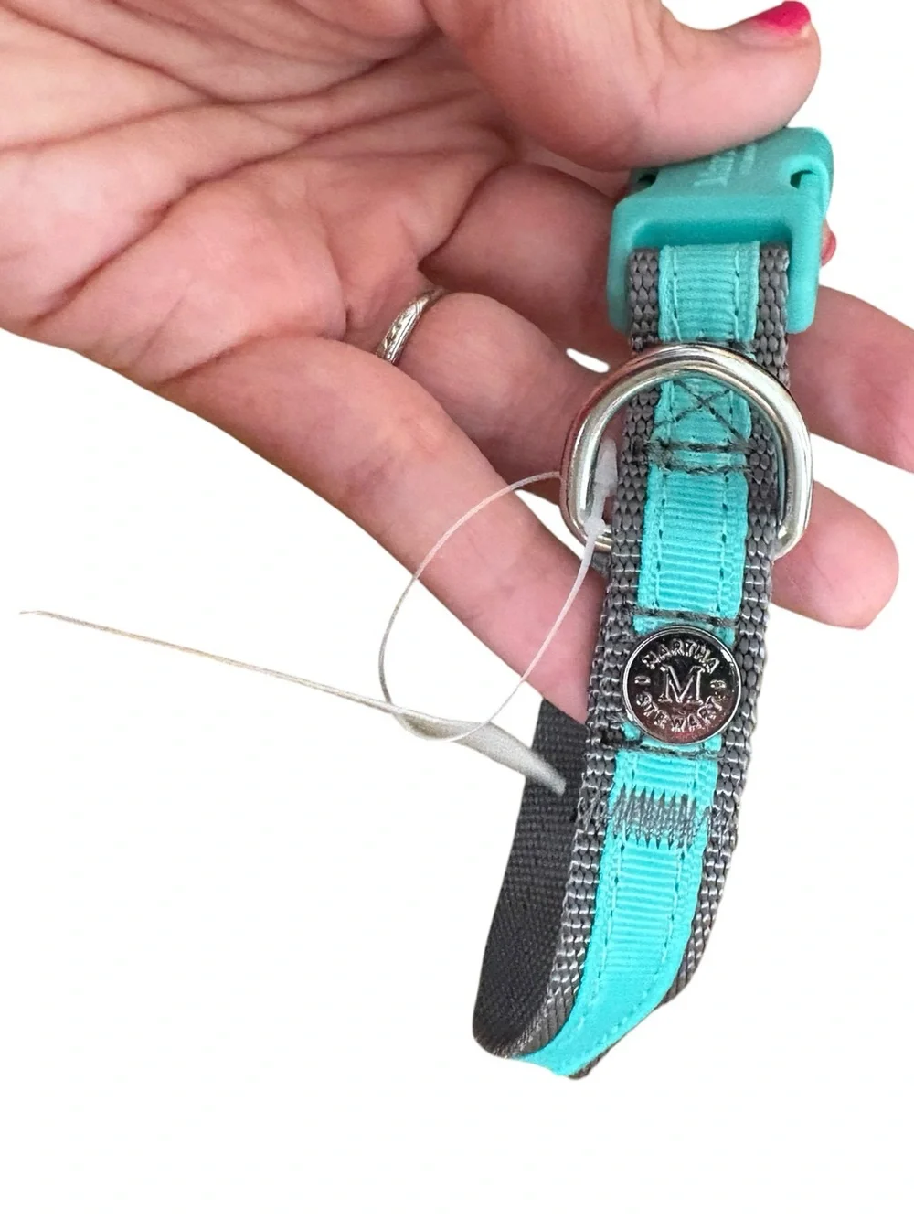 Martha Stewart Dog Collar adjustable nylon blue size 14 NEW